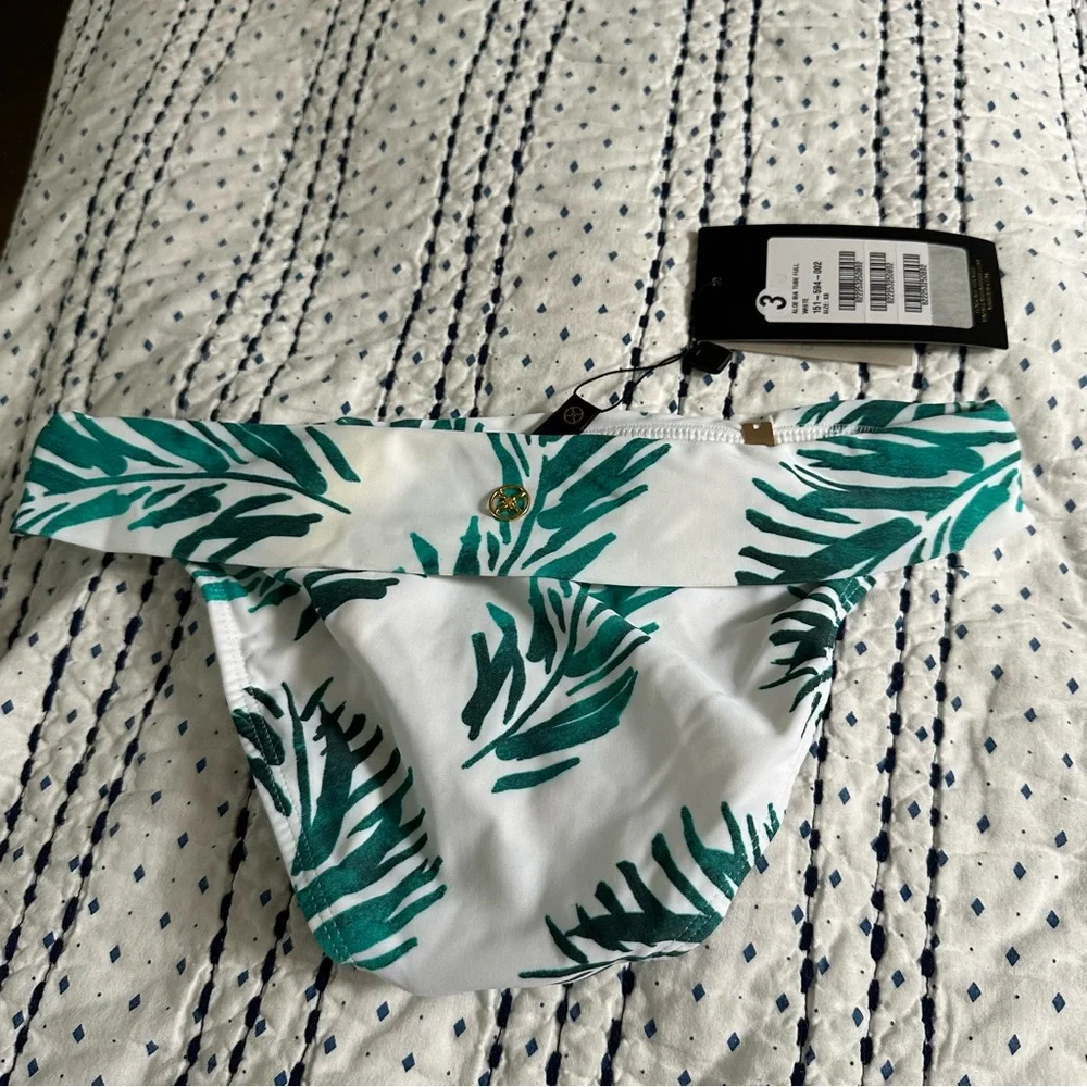 ViX Aloe Print Bia Tube Bikini Bottoms XS White Green Leaf NWT